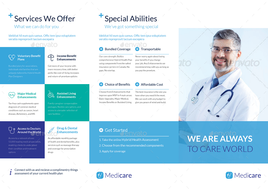 blue medical brochure template