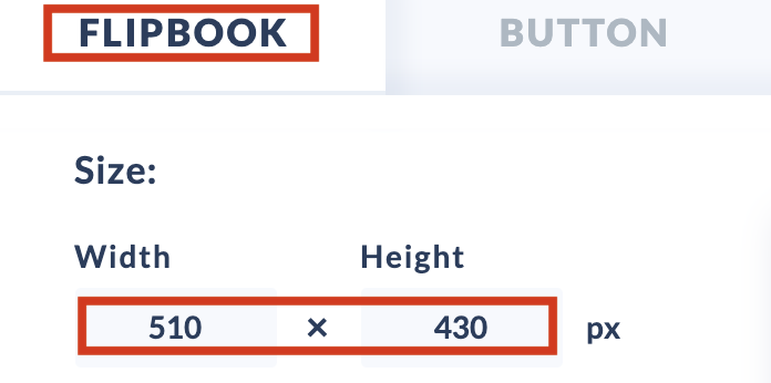adjust flipbook embed size