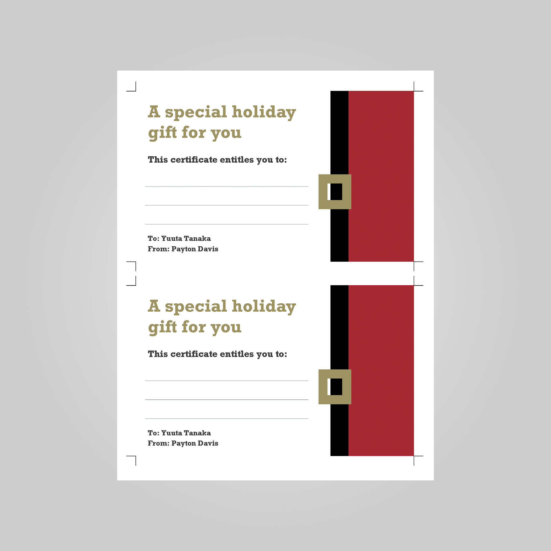 holiday gift certificate template