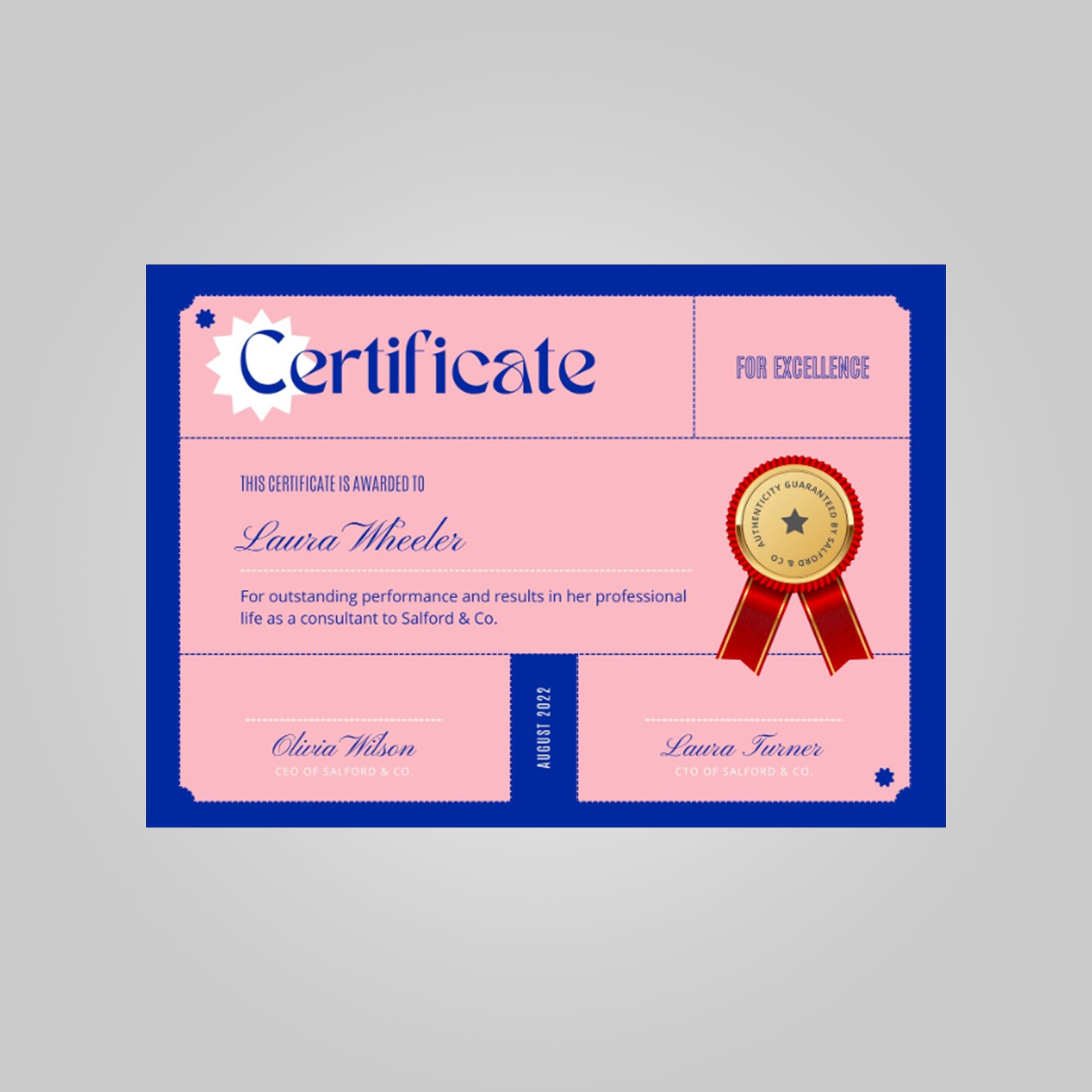 pink certificate template